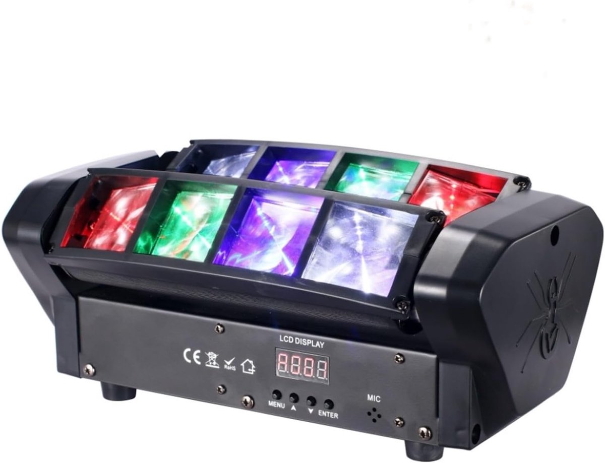 Spider Licht - Beam Licht - Feest Verlichting - 8x6W RGBW LED - 31x17x18 cm