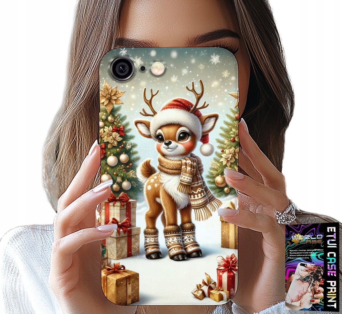 HOESJE VOOR IPHONE 6 / 6S - RENDIER, KERSTPATRONEN + GLAS