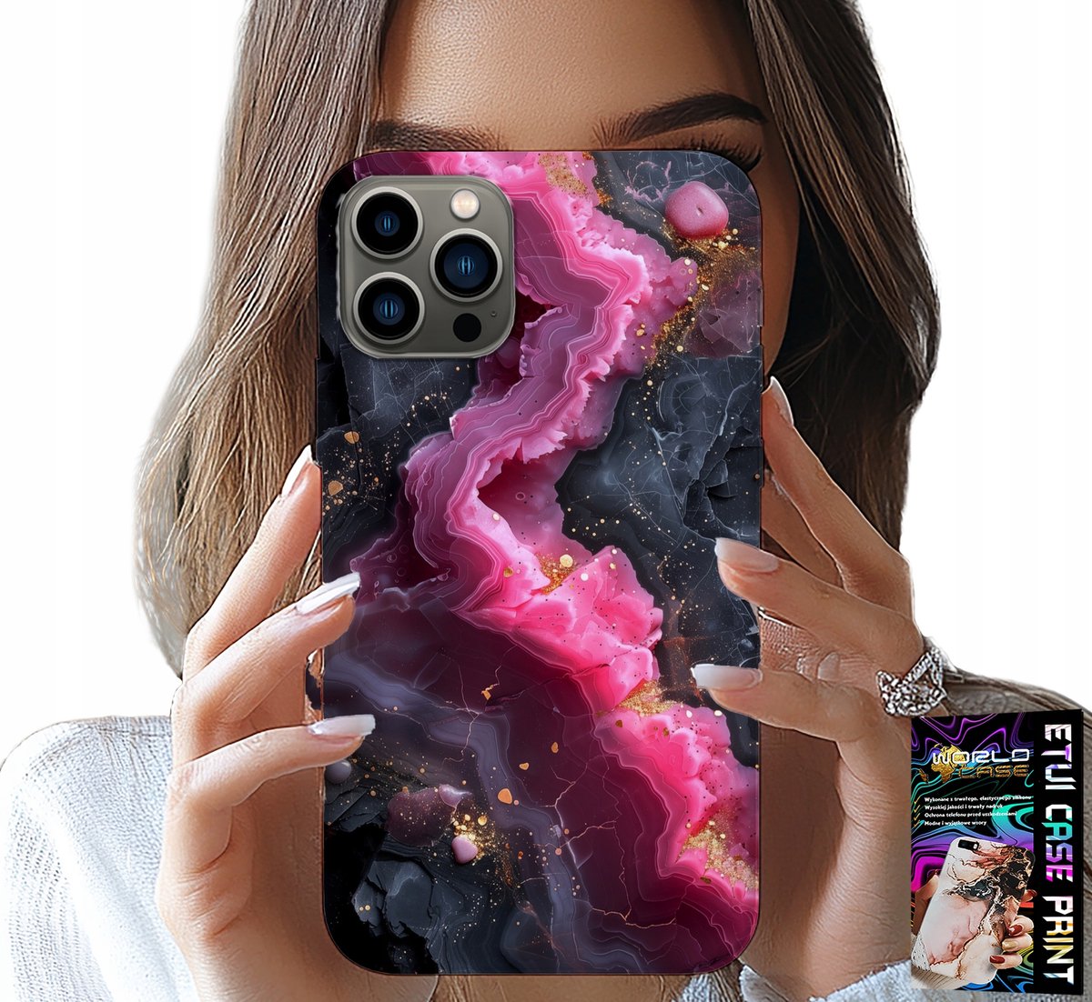 iPhone 13 Pro Max hoesje - Roze marmeren achterkant, trendy patronen
