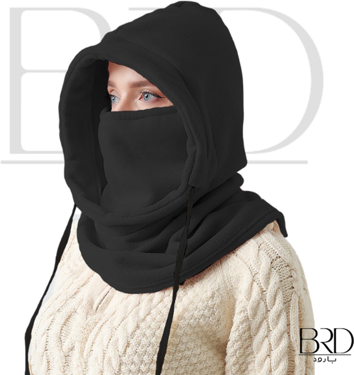 BRD® Winter Australian Velvet Fleece Balaclava Bivakmuts Nekwarmer mondmasker winter muts unisex onesize Zwart