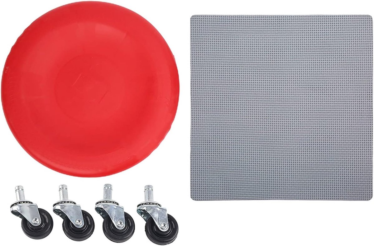 Buikspierwiel - Kernroller - Thuis trainen - 4-wiel stabiliteit - 29x8 cm - Rood Blauw