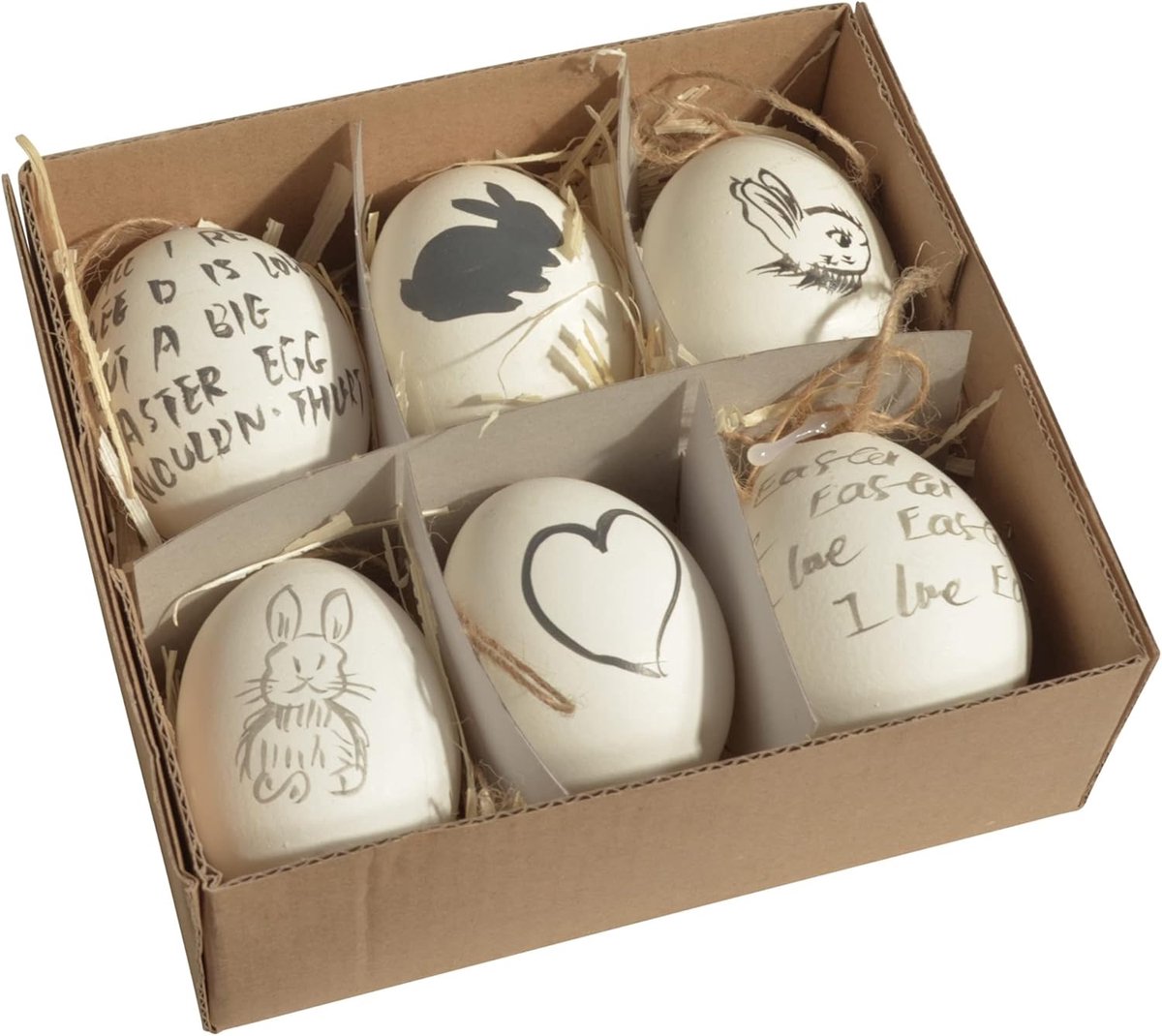 Paaseieren Set - Decoratie Eieren - Paasdecoratie Ophangen - Set van 6 - 6 cm