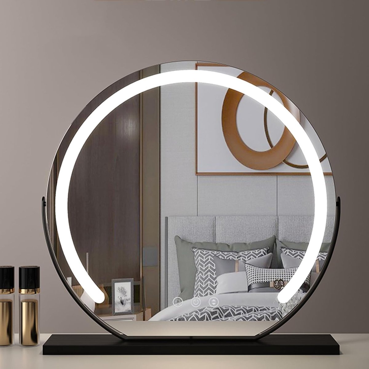 Verlichte Make-upspiegel - Vanity Spiegel - Nauwkeurig Opbrengen - 3 Kleurmodi - 40x40cm - Zwart