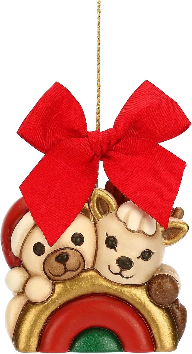 Kerstdecoratie Teddy Rendier - Kerstbeeldje Huis - Feestelijke Sfeer - Handgemaakt Decoratief - 73 x 5 x 7 cm - Meerkleurig