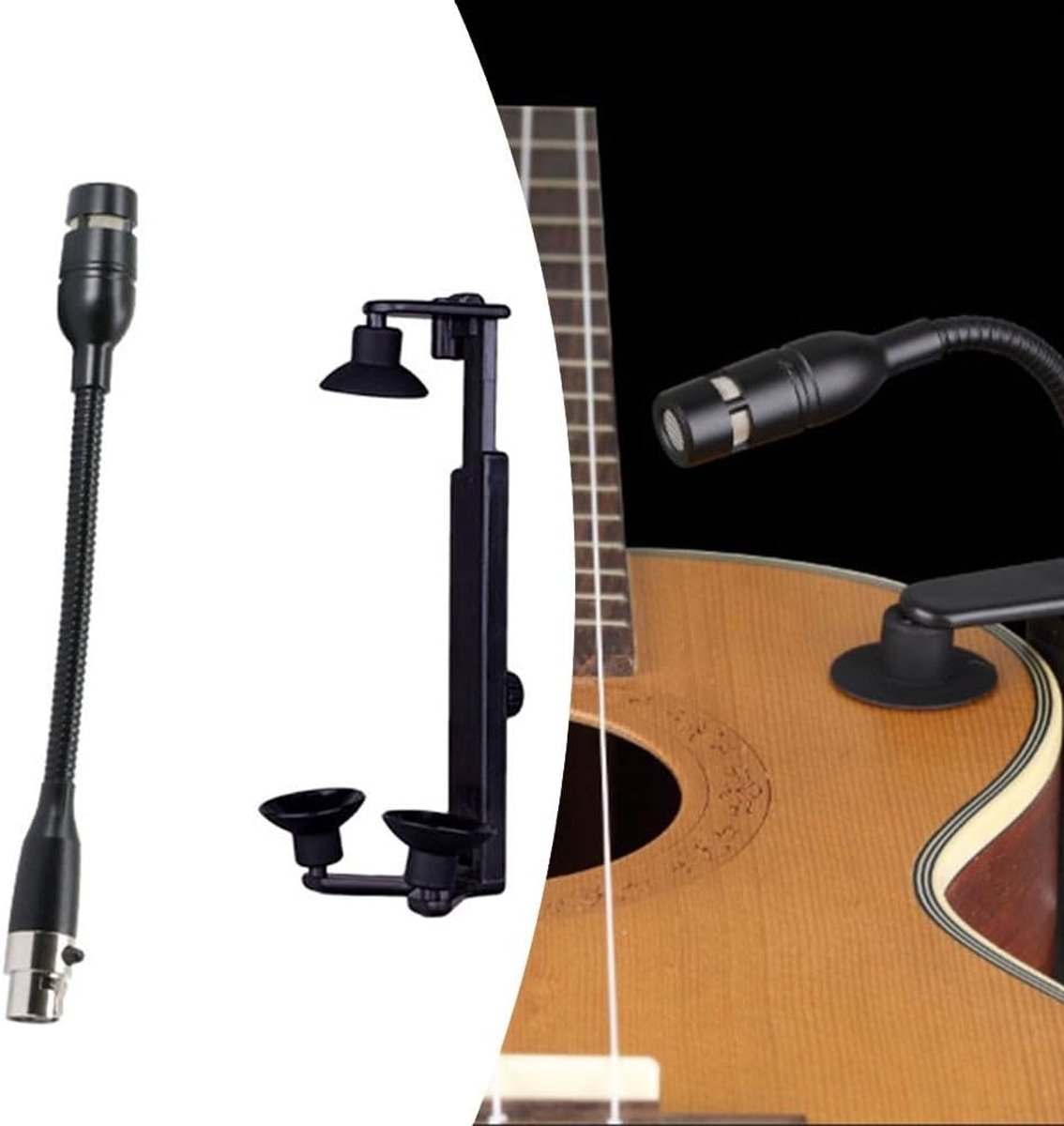 Microfoon Clip - Gitaarhouder - Muziek Optredens - Universele Connectoren - 12 x 3 cm - Zwart
