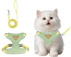 S Code, Kattenborstriem En Leiband Set, Anti-Escape Verstelbare Kattenriem, Geschikt Voor Alle Kattenrassen (Groen)