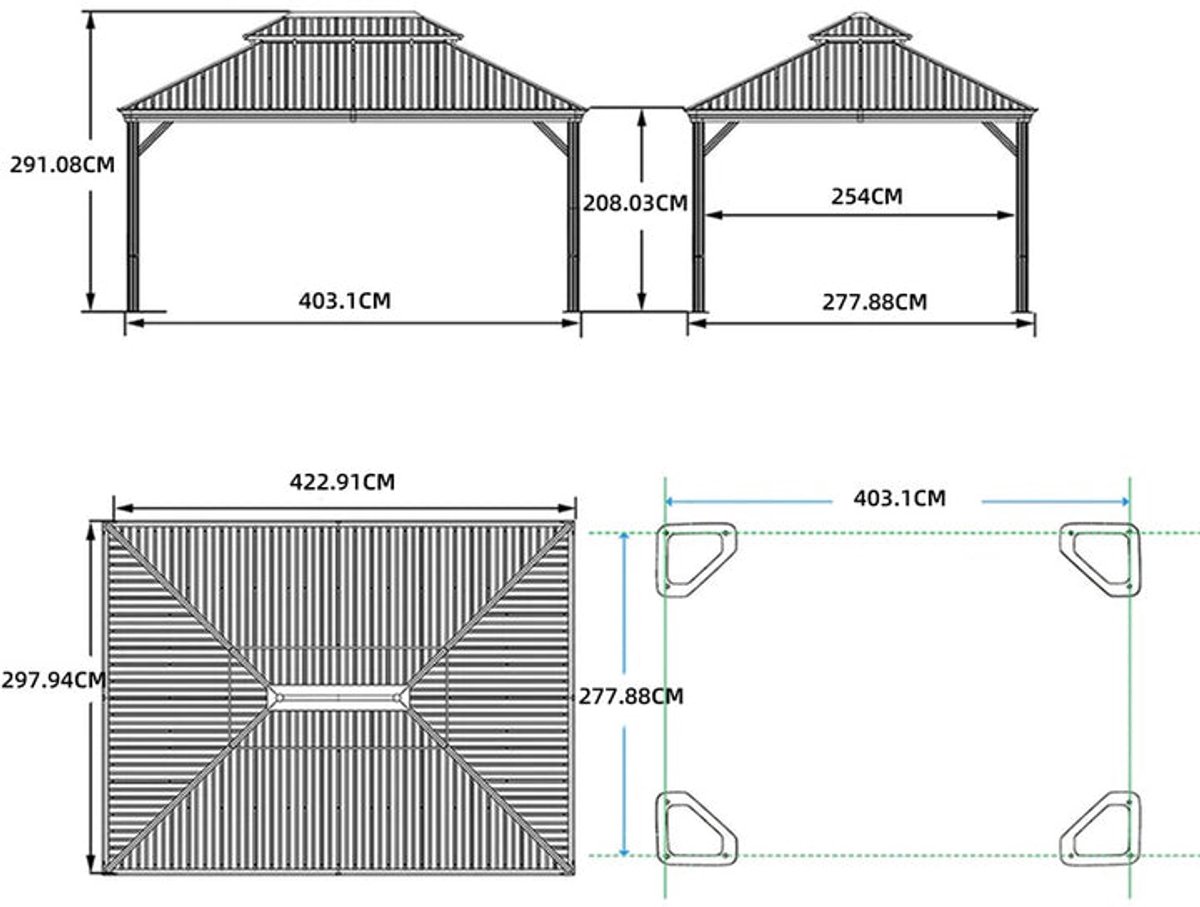 Purple Leaf Hardtop pavillon 4,25 x 3 m - bronze