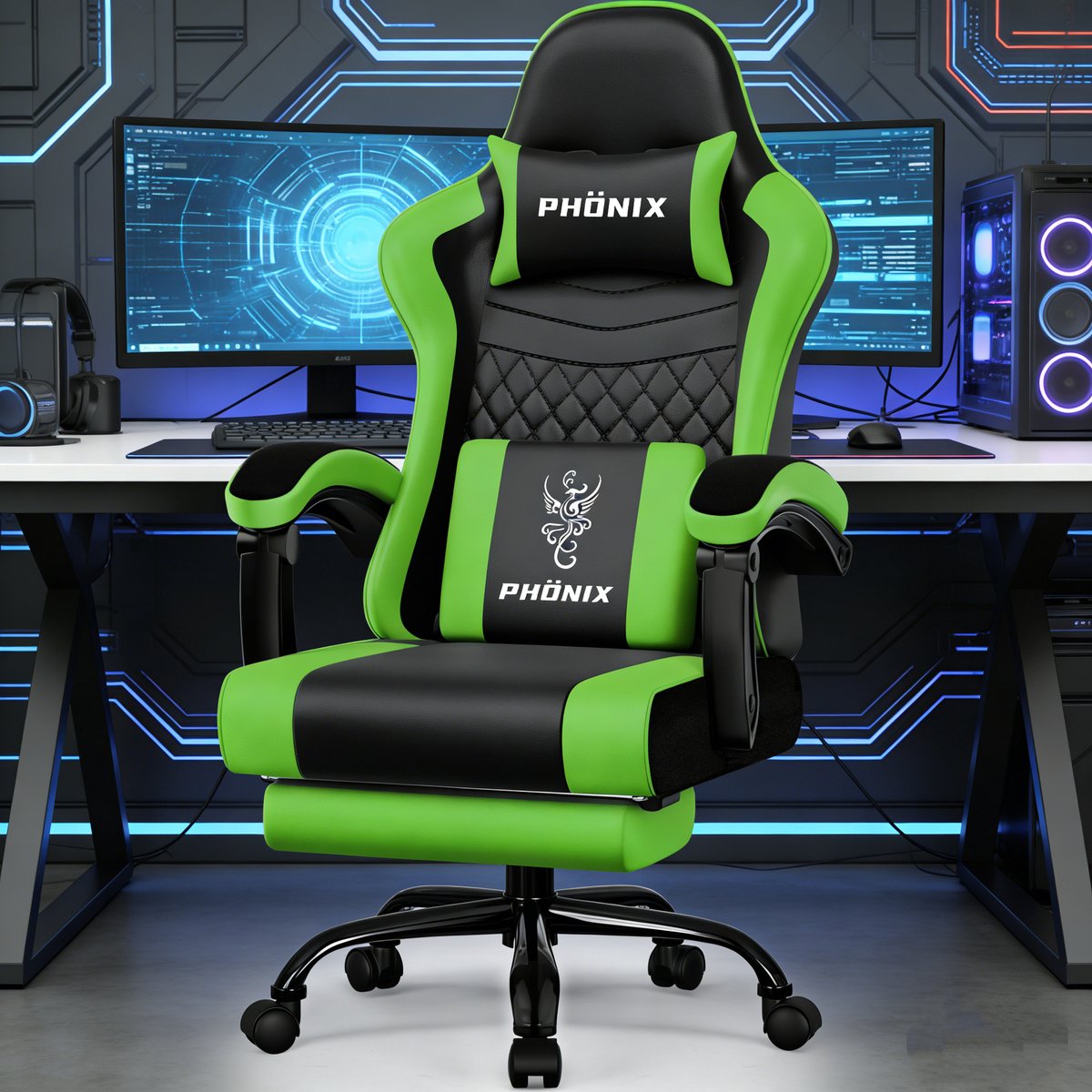 Fukstern Gamingstoel met Verstelbare Rugleuning en Voetsteun - Fukstern - €299,99