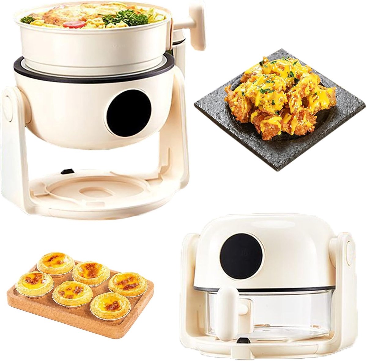 Heteluchtfriteuse - Dubbele Airfryer - Gezond Koken - Stoom Frituurmodus - 26 x 23 x 21 cm