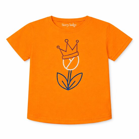 T-shirt Oranje enfant Tulipe & Couronne | Fête du Roi | Hollande | Championnats d'Europe - Championnats du monde - Jeux olympiques | Orange | Enfant 7-8 ans | Taille 128