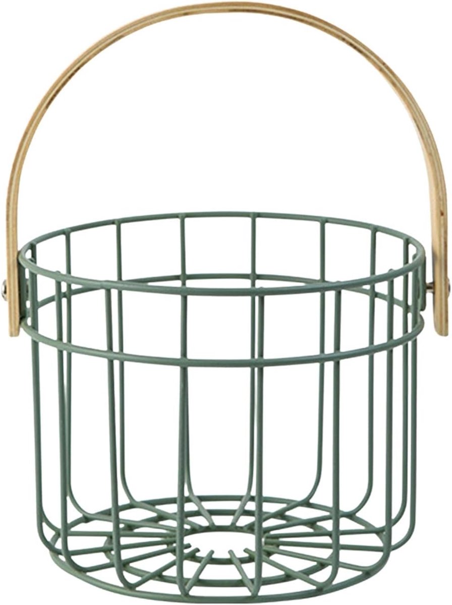 Metalen Eiermand Draadmand Houder Eieren Verzamelen Hol Draad Ontwerp 9x17.5 cm Groen