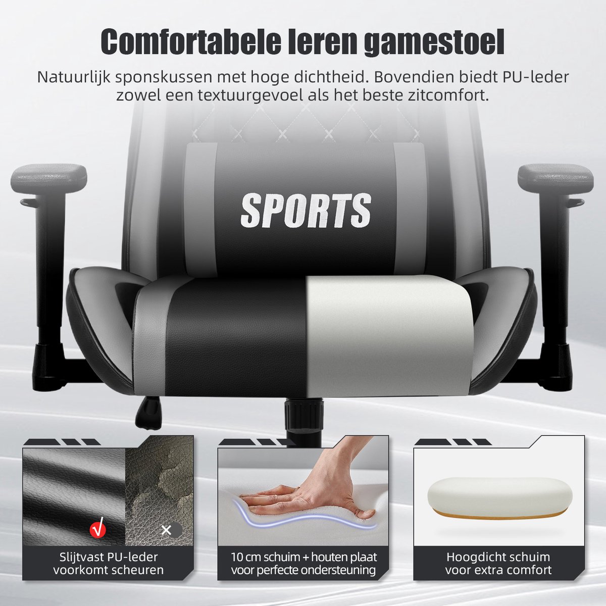 Hiaonyx Racing Gaming Stoel - Verstelbare Rugleuning, - afbeelding 3