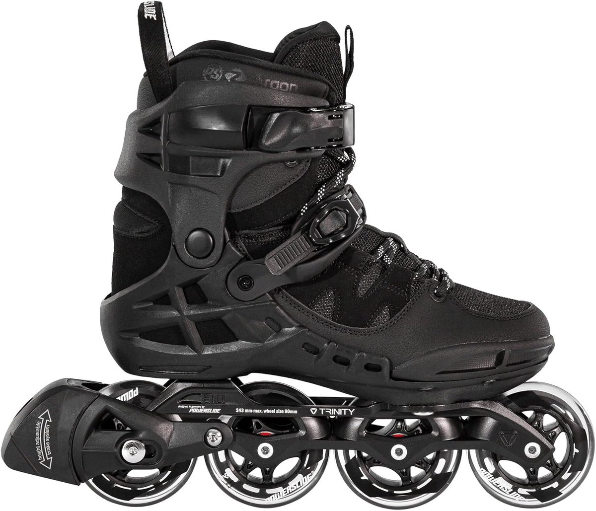 Inline Skates - Fitness Skates - Stedelijk Vervoer - 3-Punts Montage - 80mm Wielen - Zwart