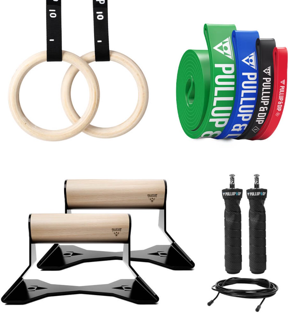 PULLUP & DIP Start - Calisthenics Starter Set - Ringen, Banden & Push-Up Bars - Inclusief Springtouw - 70+ Oefeningen eBook