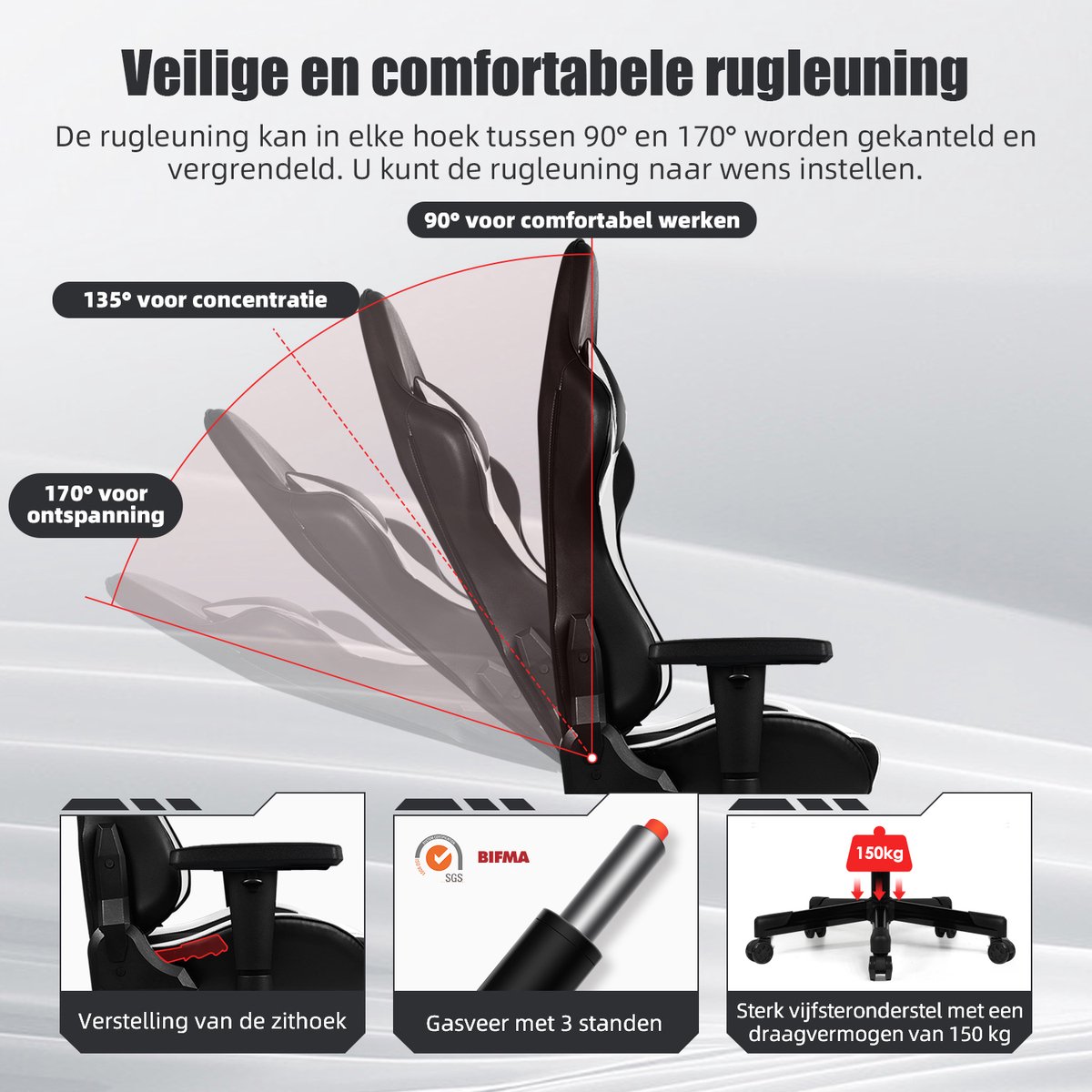 Hiaonyx Racing Gaming Stoel Verstelbaar Paars - afbeelding 3
