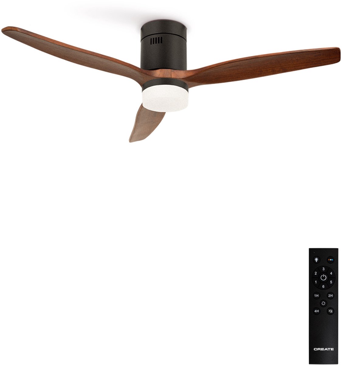 CREATE - Stille plafondventilator met technische ABS bladen 40W (Ø152cm) - Met licht LED - Afstandsbediening - 6 snelheden - Programmeerbaar - WIND CALM