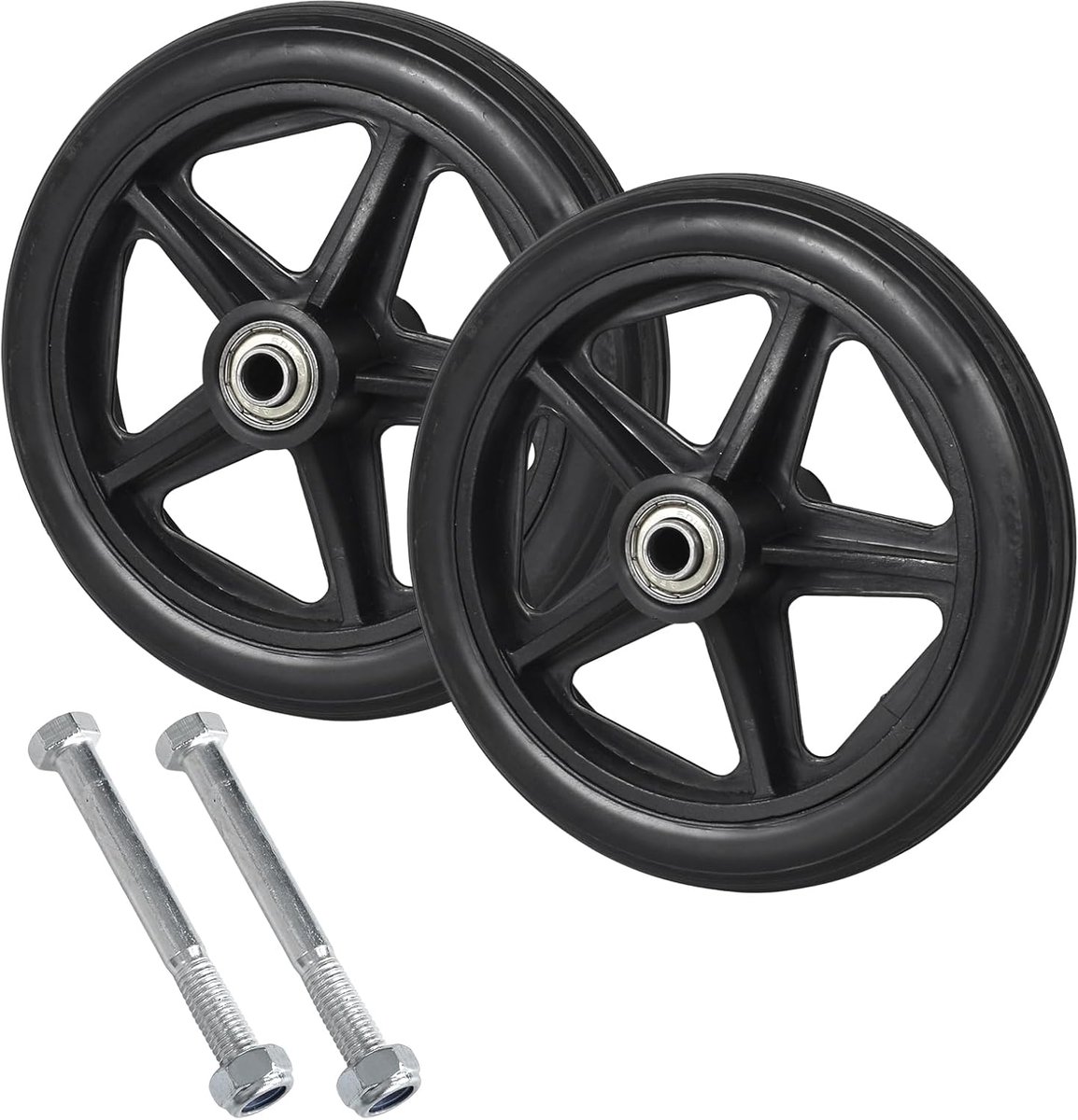 Rolstoel Reservewielen - Voorwielen Mobiliteit - Soepel Rijden - Kogellagers Inclusief - 15 cm Diameter - Zwart