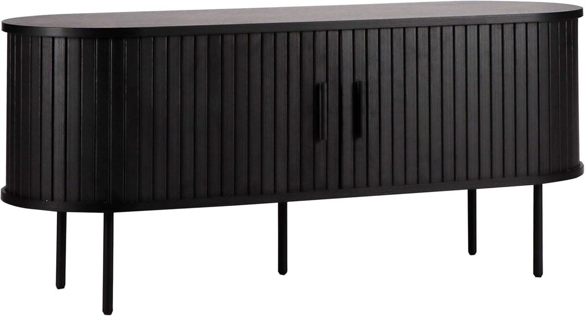 TV-kast - Media meubel - Woonkamer opbergen - Boho stijl - 120 cm breed - Zwart