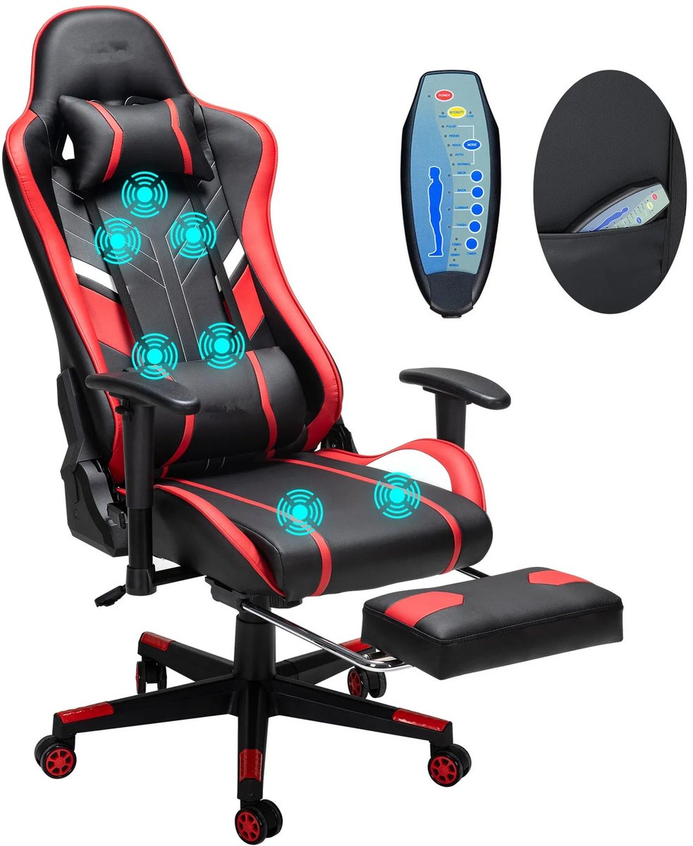 VISHTEC Lifero Gamingstoel met Massagefunctie en Voetensteun - VISHTEC - €249,95