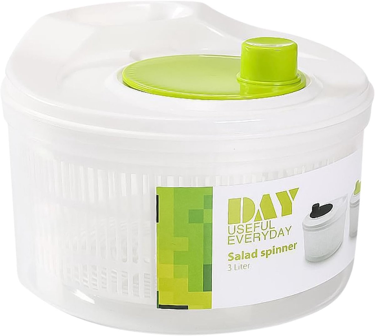 Salade Droger - Groente Wasbak - Verse Salades Maken - Dubbellaags Ontwerp - 20cm Breed - Groen