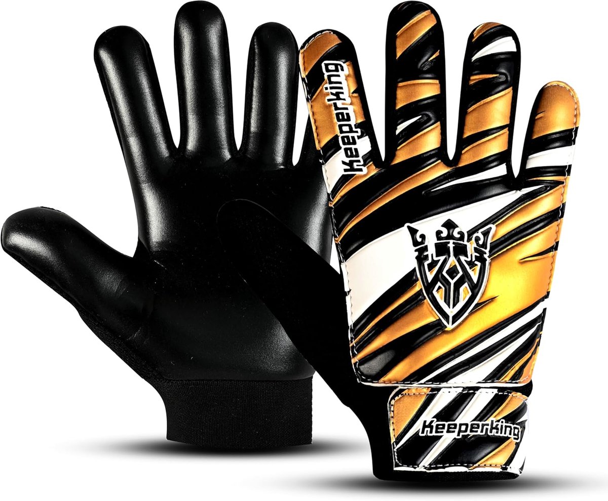 Voetbal Handschoenen - Keeper Handschoenen - Jong Talent - Duurzaam Materiaal - Maat 4 - Goud Zwart