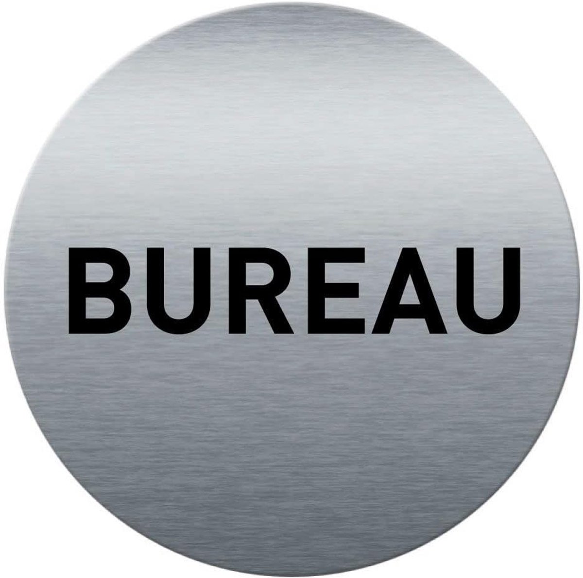 Deurbord Aluminium - Bureau Bordje - Kantoor Inrichting - Geborsteld Metaal - Ø 85 mm