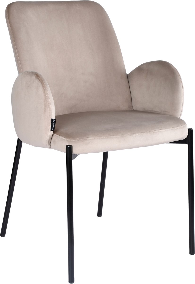 ExitoDesign GUSTO - Eetkamerstoel - Beige Velvet - Ergonomische Vorm - Met Armleuning