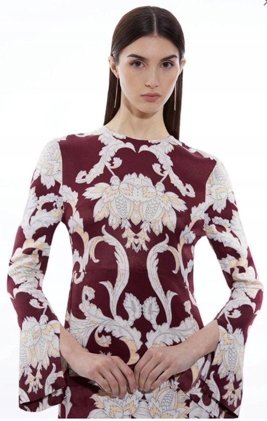 Karen Millen - Midi Jurk - Lange Mouwen - Bordo