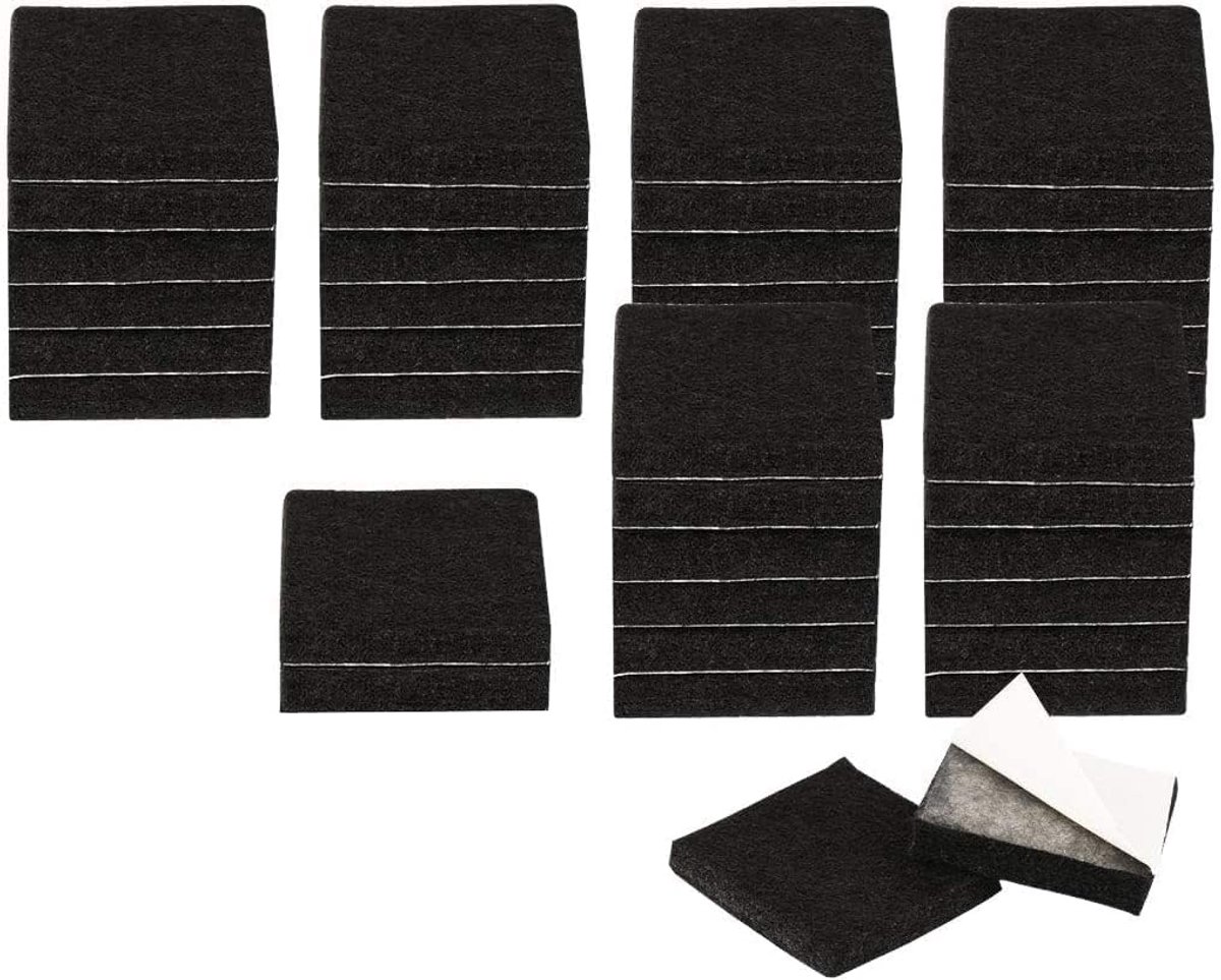 Meubelvilt Pads - Vloerbeschermers - Bescherming Meubels - Sterke Zelfklevende - Vierkant 1 Inch - Zwart