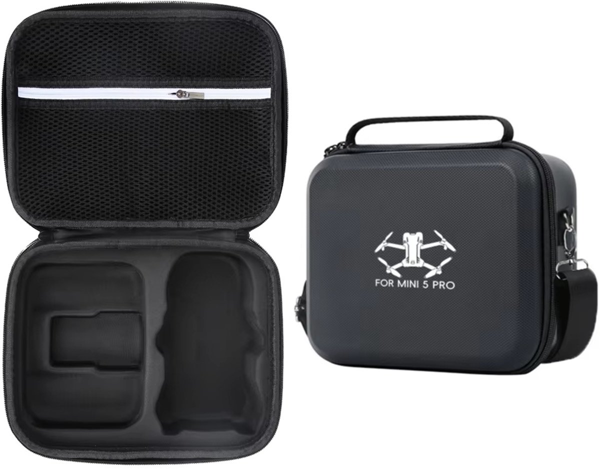 Kraftverdia Tas Voor DJI Mini 5 Pro – Geschikt voor RC-N3 Controller – PU Draagtas – Compacte Opbergcase voor Drone & Accessoires – voor Drone Bescherming / Opslag – Zwart