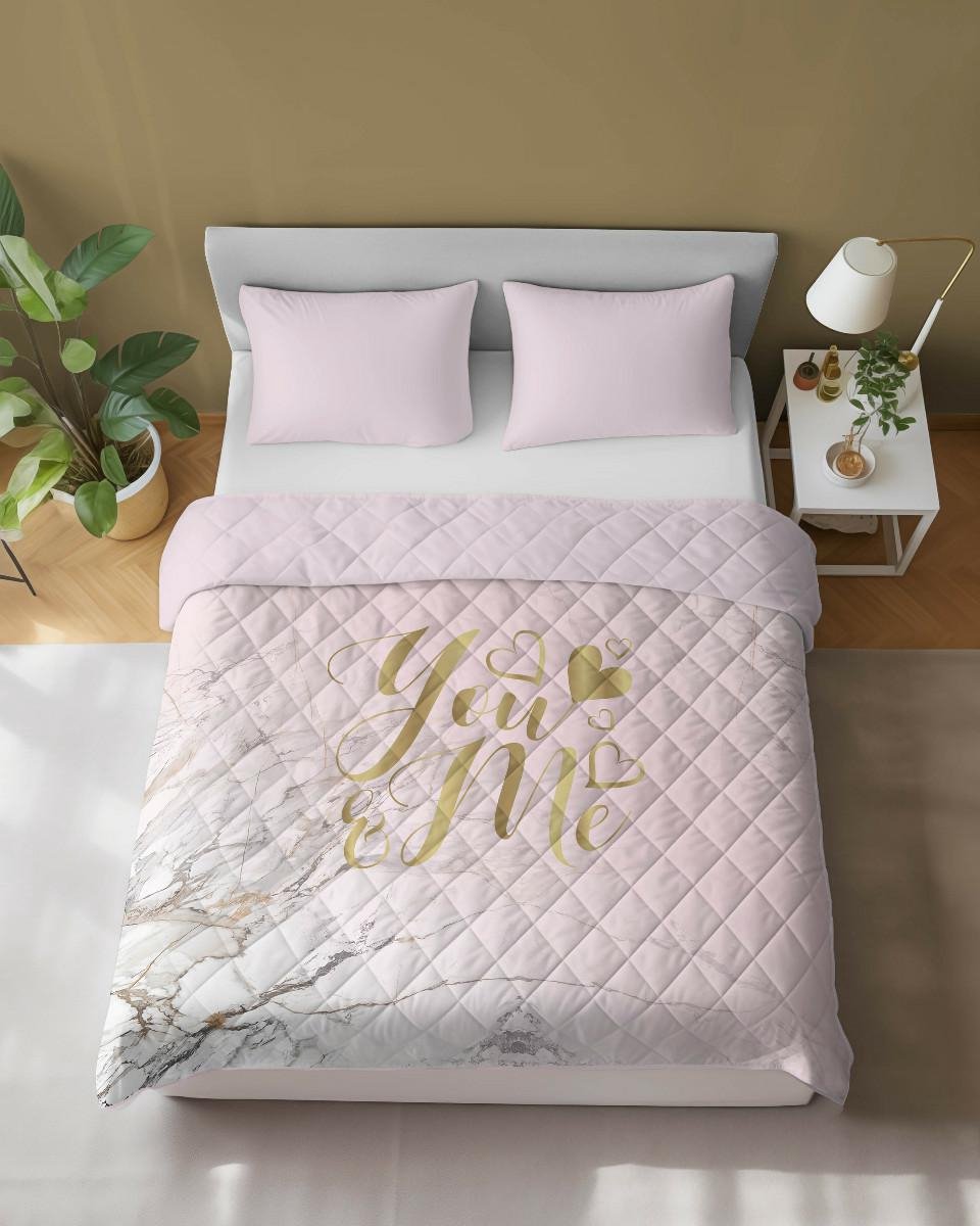 Luxe Dekbedovertrek 220x240 Roze Poeder Goud - Stijlvol & Comfortabel