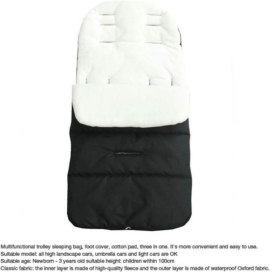 Universele Voetenzak - Kinderwagen Accessoire - Winterse Wandelingen - Zachte Fleece Voering - 88x40cm - Zwart van Universele — afbeelding 3