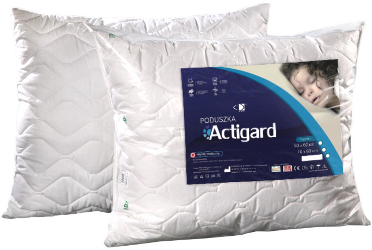AMW ActiGard - Antiallergisch Kussen - 70x80 - 100% Katoen - Antibacteriële Afwerking