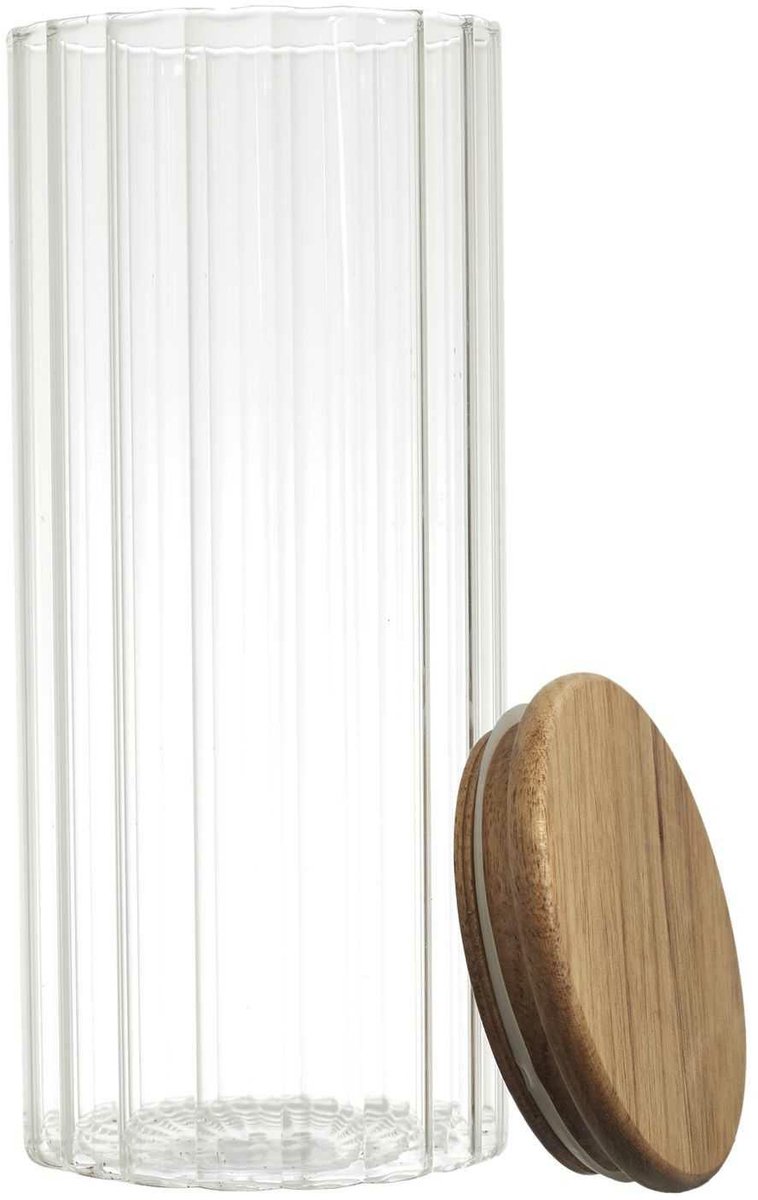 HowHomely Arno - Glazen Voedselcontainer - Akaciahouten Deksel - 1100 ml - Modern Design