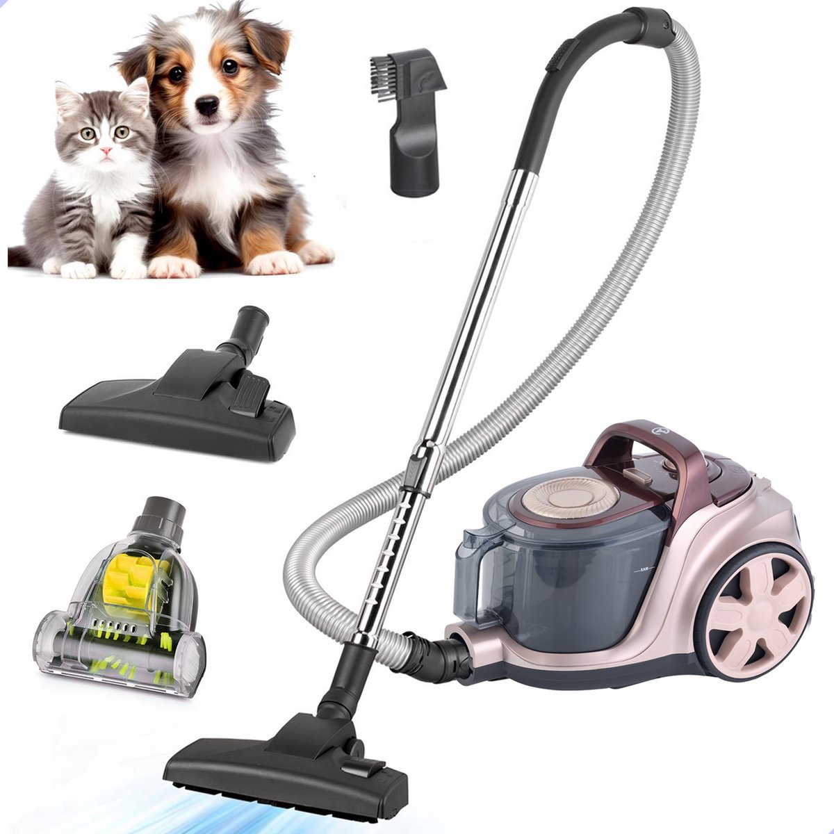 AG3300 Stofzuiger Zonder Zak - Stofzuigers - Vacuum Cleaner Zakloos - Geschikt Voor Dierenharen - Sterke Zuigkracht - HEPA Filter - Compact, Licht & Krachtig - Gemakkelijk Schoon Te Maken -Beige/Bruin