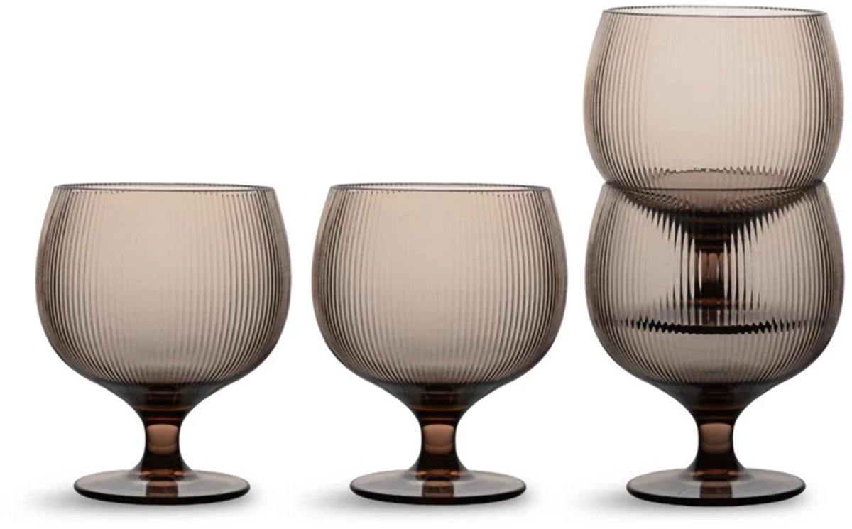 Sagaform Billi rPet (wijn) glas op voet set van 4 35cl bruin
