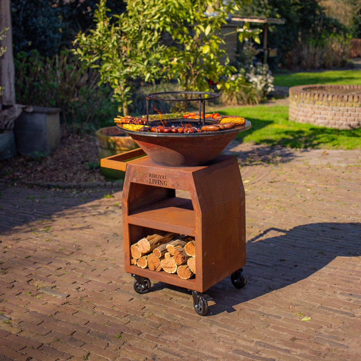 RJRoyal Living BBQ Plancha Grill Maestro Ø70cm Cortenstaal - afbeelding 2