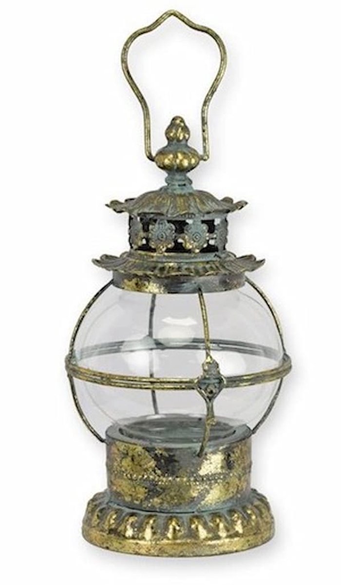 Boutique Trukado - Tinnen Decoratieve Lantaarn met Glazen Kaarsouder - staand en hangend - hoogte 26cm