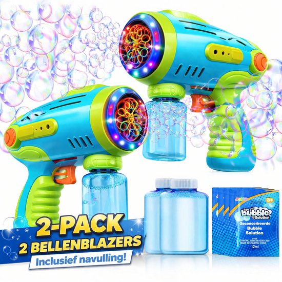 AirLux Bellenblaas Pistool 2 Pack - Met Extra Navulling - Bellenblaas - Speelgoed 2 Jaar - Speelgoed 3 Jaar - Speelgoed 4 Jaar - Speelgoed 5 Jaar - Educatief Speelgoed - Jongens Speelgoed - Meisjes Speelgoed - Kinderspeelgoed - Buitenspeelgoed