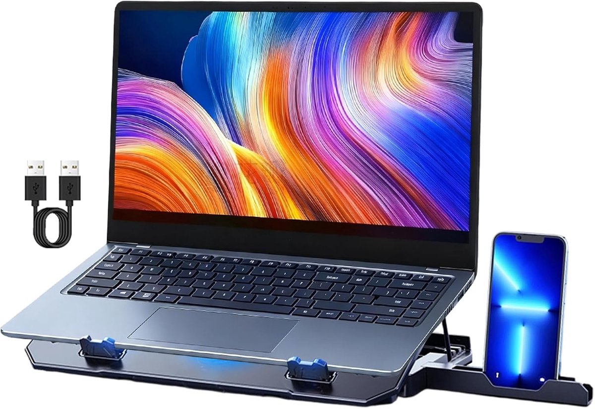 Laptop Koelmat - Notebook Verhoger - Apparaat Koeling - Verstelbare Riserstand - 36x26cm - Zwart