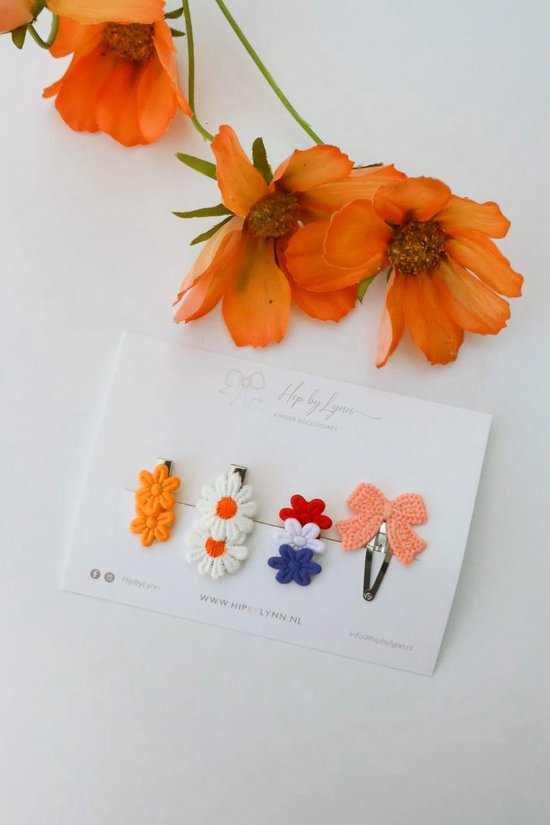 HipByLynn – Haarspeldjes Meisje – Koningsdag Haaraccessoires – Royal Dutch Set – Oranje Haarclips Kind