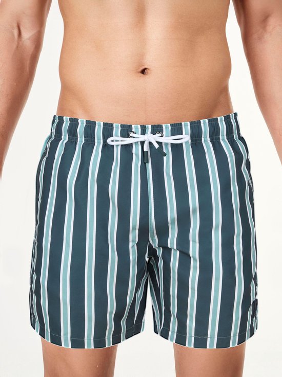 Short de bain rayé vert - Taille M - Short de bain homme - Séchage rapide