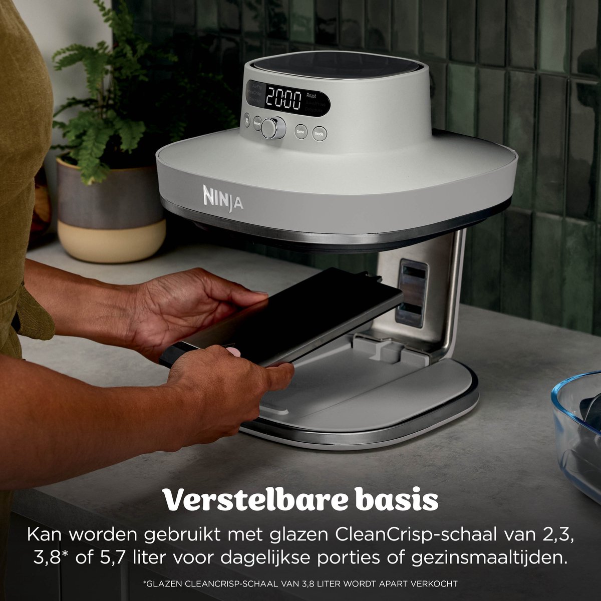 Ninja CRISPi PRO 7-in-1 Glazen Airfryer met 7 functies - Airfryen, Bakken, Braden, Rijzen, Drogen. Max Crisp en Opnieuw krokant maken - 2.3 liter en 5.7 liter glazen schaal - PFAS vrij koken - Stone - AS101EULG – foto 3