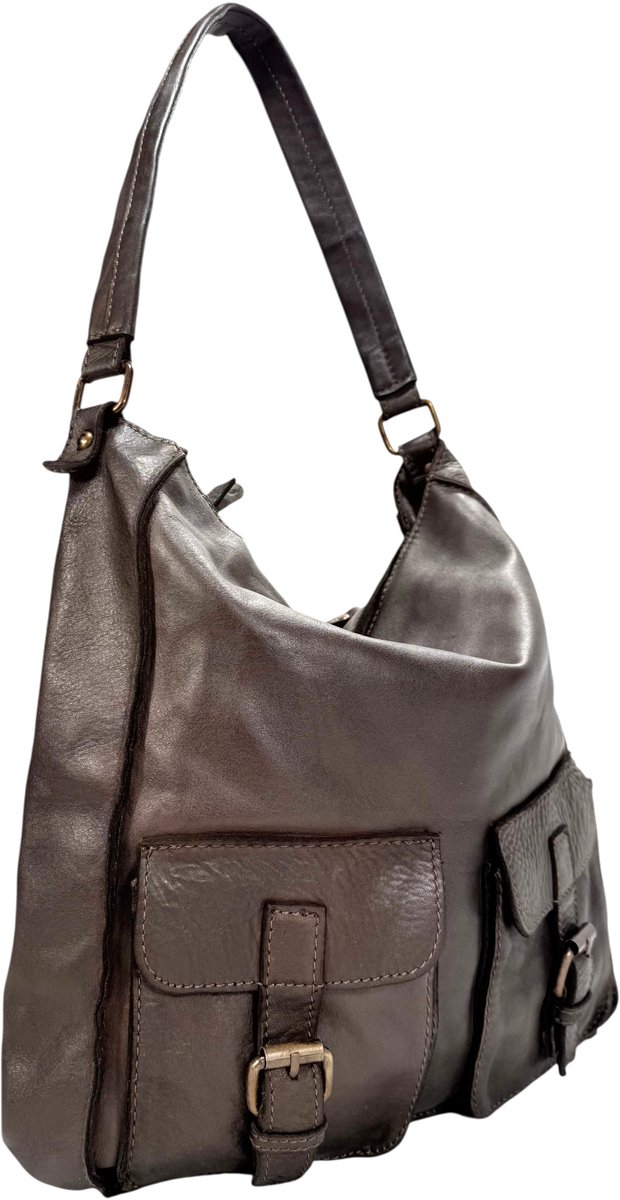 Dames Schoudertas Handtas - Laptoptas 15" - Premium leather - Made in Italy