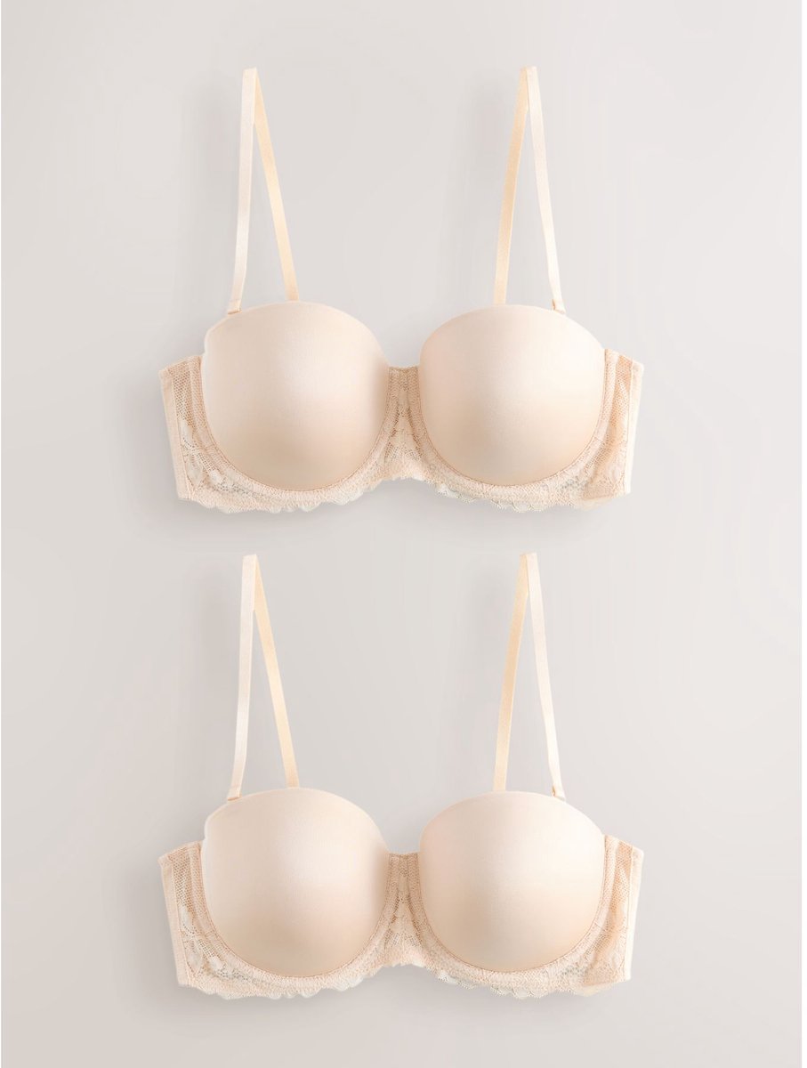 Next Dames - Verpakking van 2 strapless multiway beha's met lichte vulling in cupmaten A-E - Huidkleur Pastel Rose Nude