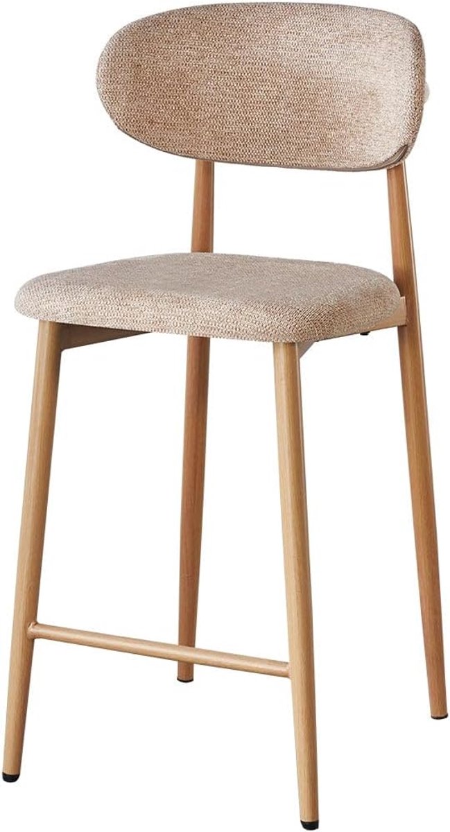 Barkruk Japandi - Barstoel Stijlvol - Aan Bartafel - Harmonieuze Balans - 50x48x97 cm - Bruin