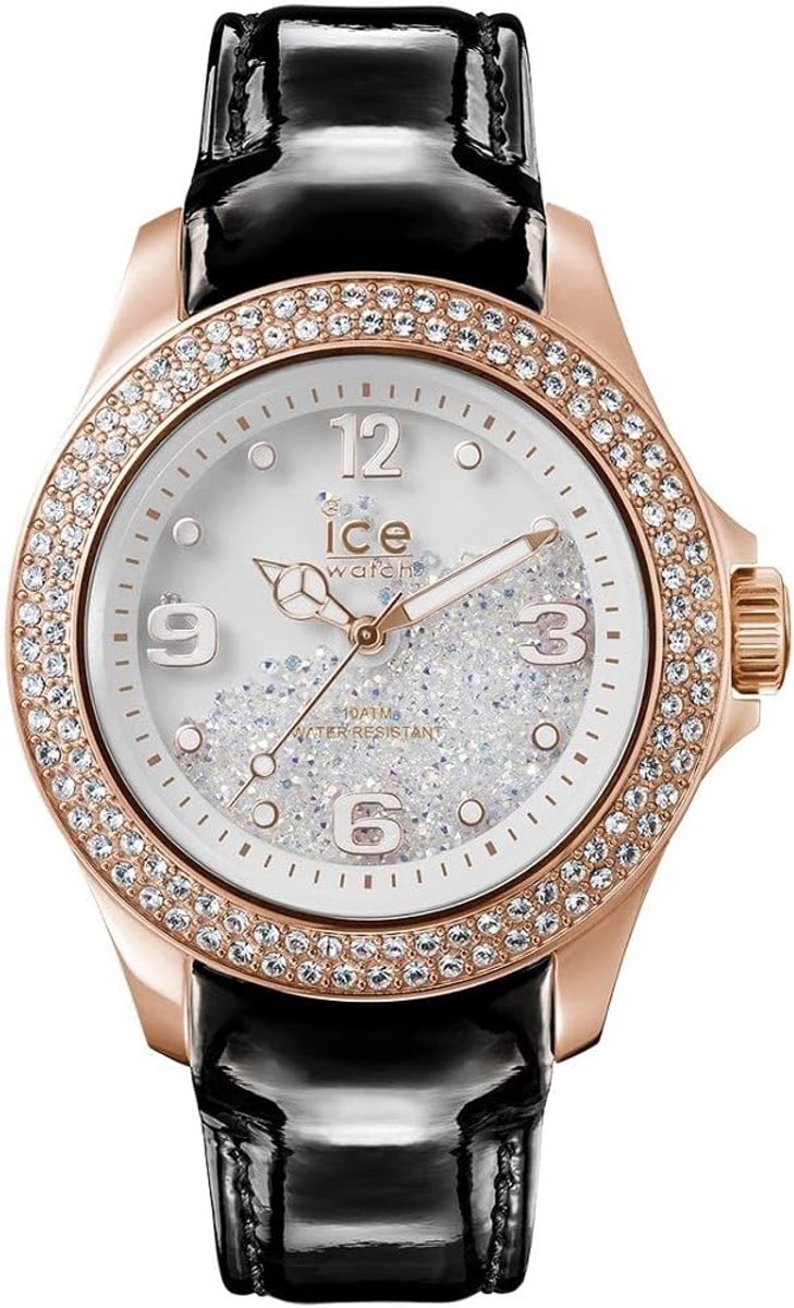 Dames Horloge - Kristal Horloge - Dagelijks Gebruik - Lederen Band - Medium Maat - Zwart