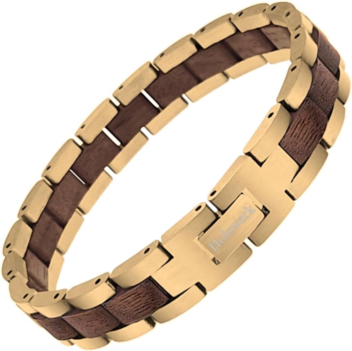 Houten Armband - Natuurlijk Materiaal - Dagelijks Gebruik - Verstelbaar met Tool - 21 cm Diameter - Zwart Goud