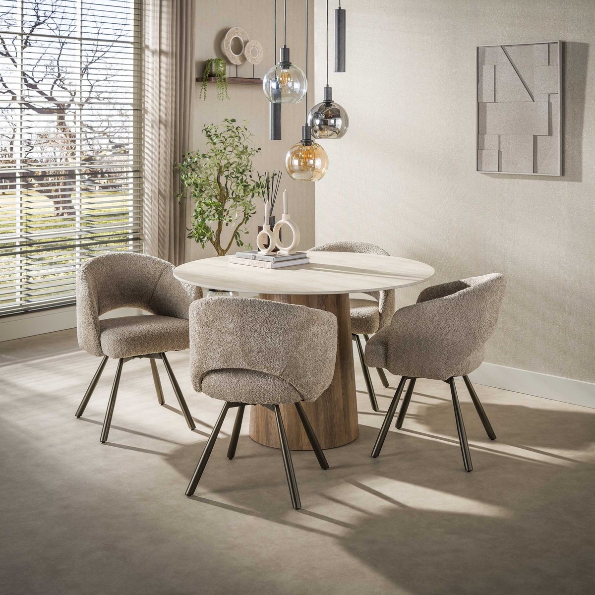 Hoyz Collection - Eetkamertafel Centro - Beige - 120x120x77 cm