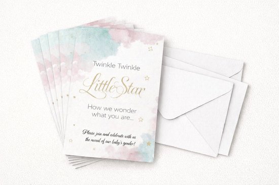 GR305 (8 stuks)Gender Reveal uitnodiging - Babyshower - Jongen of Meisje? - uitnodigingen - uitnodigingen met enveloppen - uitnodigingskaarten - Gender reveal - uitnodiging feest - Babyshower - Kaart met envelop - kaarten met enveloppen van NOR1701 — afbeelding 4